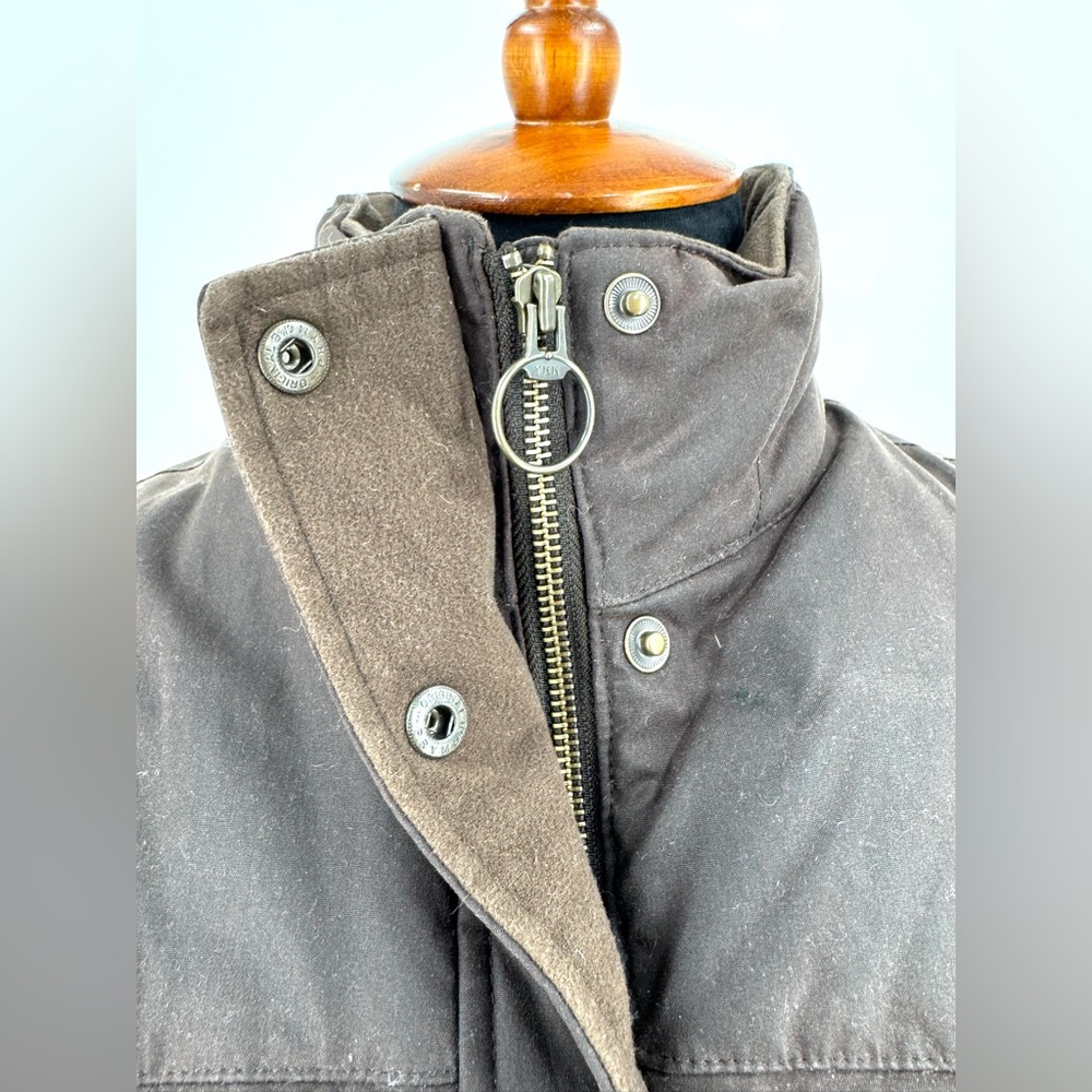 L.L.Bean Brown Quilted Waxed Cotton Goose Down Vest Size M - Picture 6 of 15